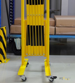 Barrera extensible con ruedas de 3,6 m, color amarillo-negro - Barrera extensible con ruedas,