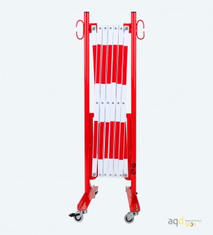 Barrera extensible con ruedas, de 3,6 m, color rojo-blanco - Barrera extensible con ruedas,