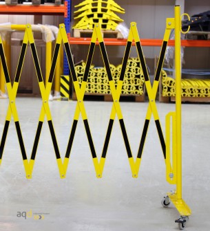 Barrera extensible con ruedas y fijación a pared, amarillo/negro, long. 3,6 m - Barrera extensible con ruedas y fijación a pa... Barrera extensible con ruedas y fijación a pared, amarillo/negro, long. 3,6 m - Barrera extensible con ruedas y fijación a pa...
