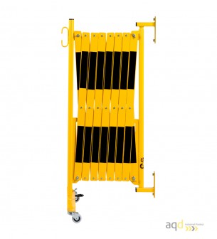 Barrera extensible con ruedas y fijación a la pared, amarillo/negro, long. 4 m - Barrera extensible con ruedas y fijación a p...