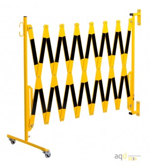 Barrera extensible con ruedas y fijación a la pared, amarillo/negro, long. 4 m - Barrera extensible con ruedas y fijación a p... Barrera extensible con ruedas y fijación a la pared, amarillo/negro, long. 4 m - Barrera extensible con ruedas y fijación a p...