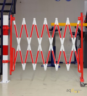 Kit de barrera extensible hasta 3,6 m, en rojo/blanco, para poste cuadrado de 70x70mm - Kit de barreras extensibles,