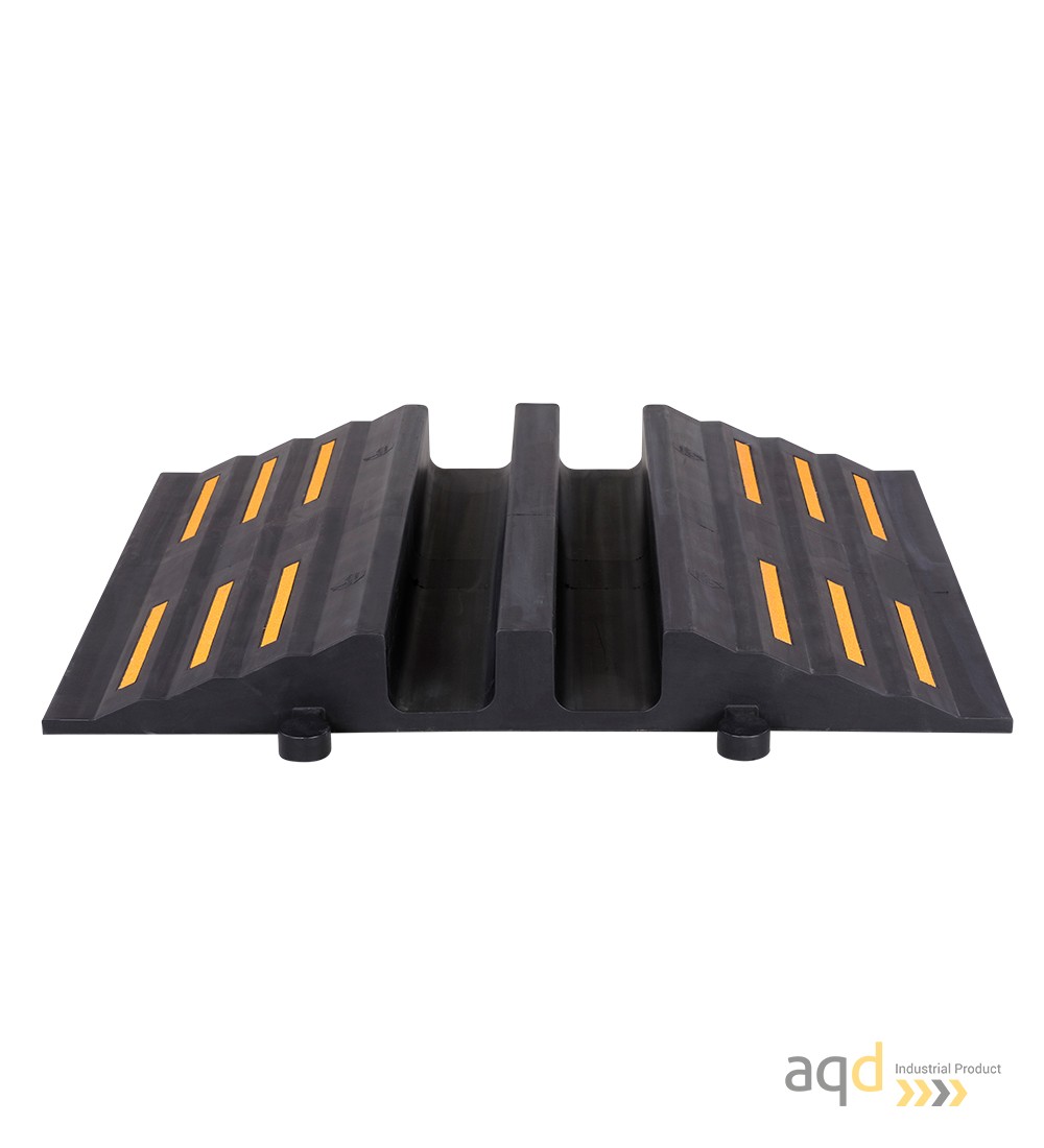 Rampa negra protectora cables y mangueras con 2 canaletas (90 x 75 mm) sin tapa, 680 mm (anch.) - Rampa protectora cables y m...