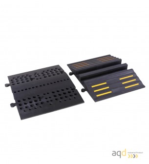 Rampa negra protectora cables y mangueras con 2 canaletas (90 x 75 mm) sin tapa, 680 mm (anch.) - Rampa protectora cables y m...