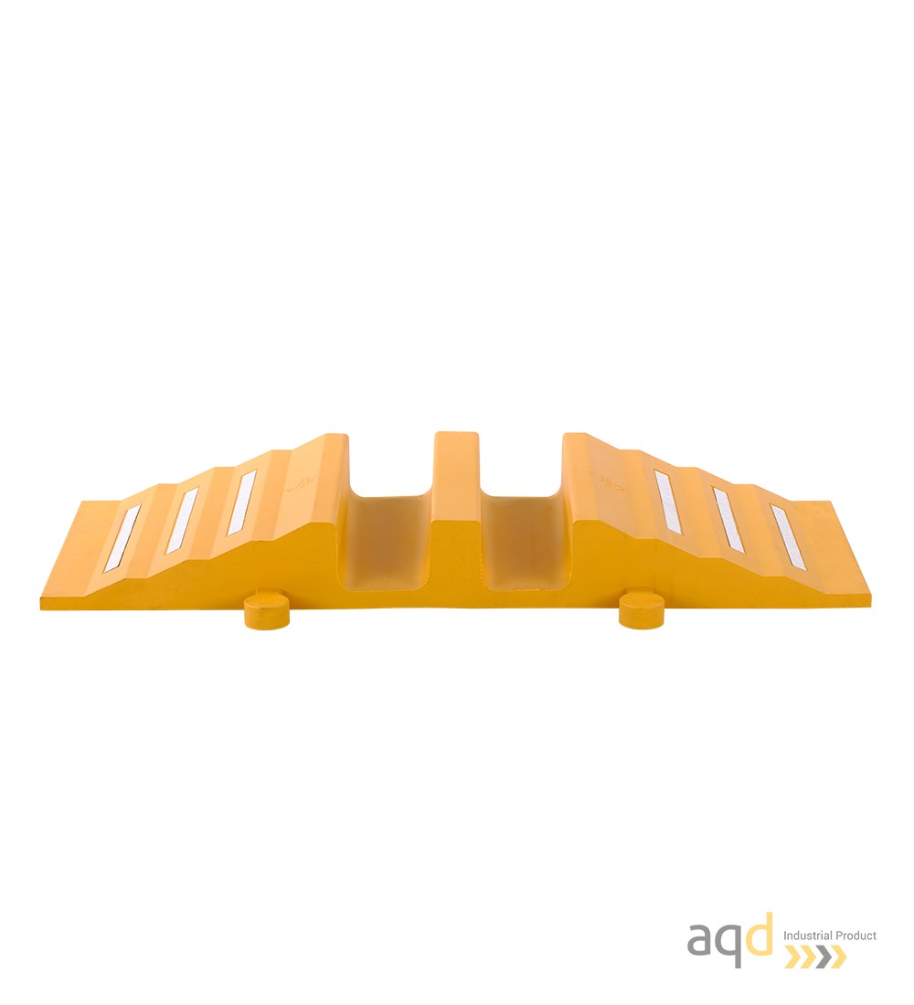 Rampa amarilla protectora cables y mangueras con 2 canaletas (90 x 75 mm) sin tapa 300 mm (anch.) - Rampa protectora cables y...