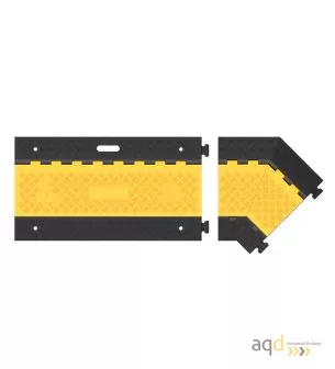 Protector pasacables para suelo con tapa, 5 canaletas, 45º izq, 500 mm (long.) - Protector pasacables para suelo con tapa y 2...