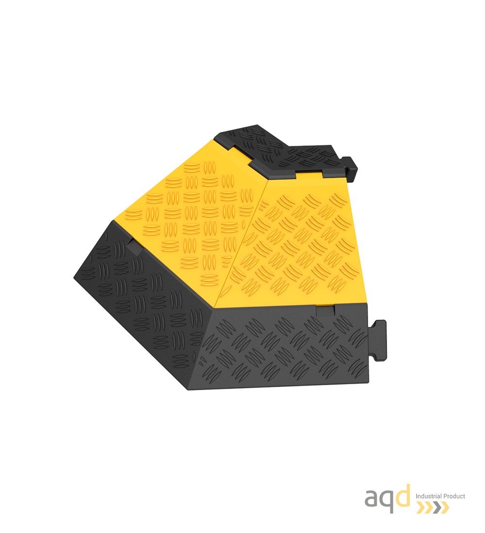 Protector pasacables para suelo con tapa, 3 canaletas, 45º izq, 500 mm (long.) - Protector pasacables para suelo con tapa y 2...