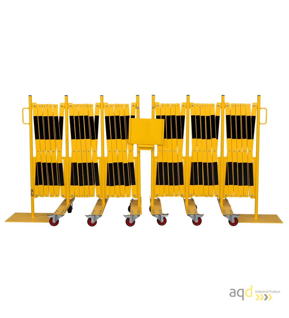 Set de barreras extensibles 2 x 8 m, color amarillo-negro - Sets de barreras extensibles,
