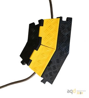 DH Protector pasacables angular para suelo, de curva a la derecha, con tapa y 2 canaletas - DH Protector pasacables para suel...