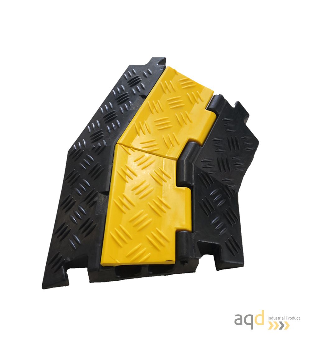DH Protector pasacables angular para suelo, de curva a la derecha, con tapa y 2 canaletas - DH Protector pasacables para suel...