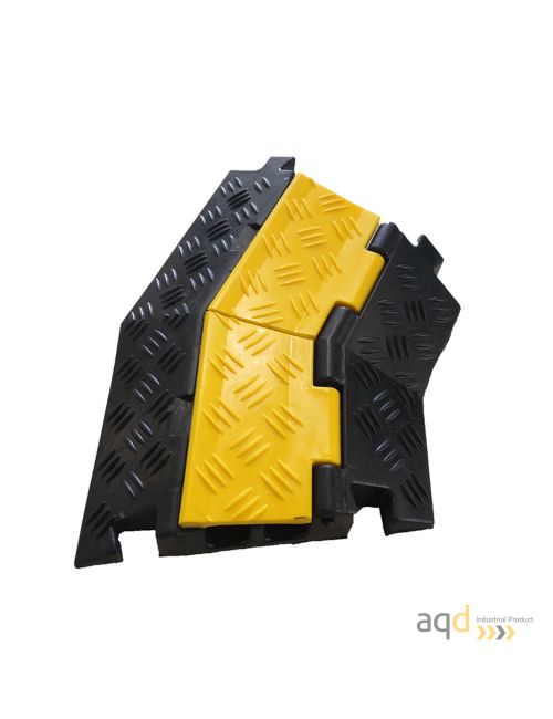 DH Protector pasacables angular para suelo, de curva a la derecha, con tapa y 2 canaletas
