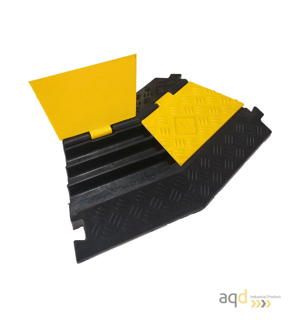 DH Protector pasacables angular, de curva a la izquierda, para suelo, con tapa, de 3 canaletas - DH Protector pasacables para...