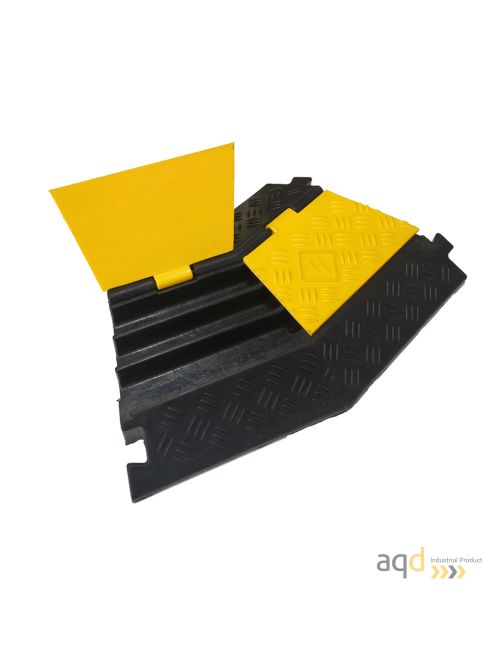 DH Protector pasacables angular, de curva a la izquierda, para suelo, con tapa, de 3 canaletas