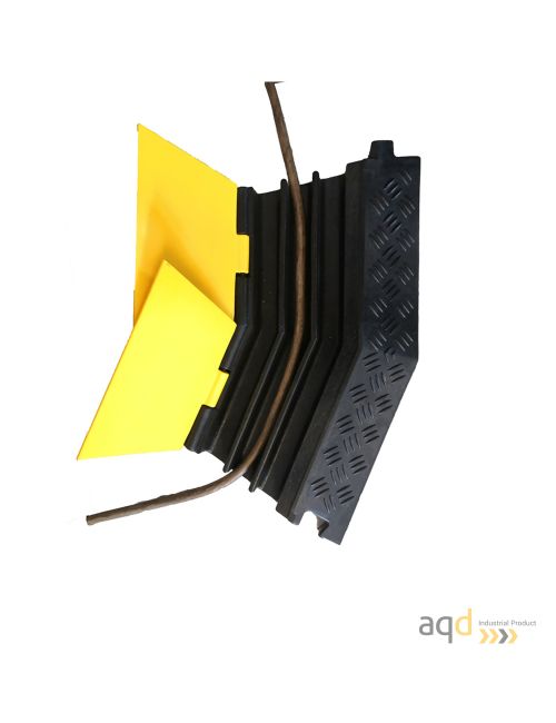 DH Protector pasacables angular para suelo, de curva a la derecha, con tapa y 3 canaletas