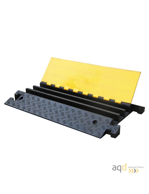 DH Protector pasacables recto para suelo, con tapa, de 3 canaletas anchas