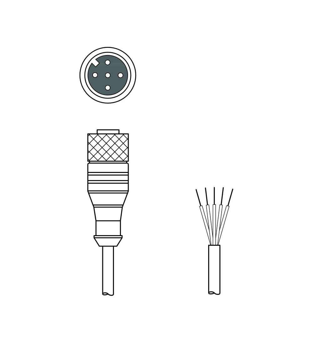 Set de 2 cables 10 m para cortina óptica serie MLD - Cortina óptica, tipo 4 (cuerpo)