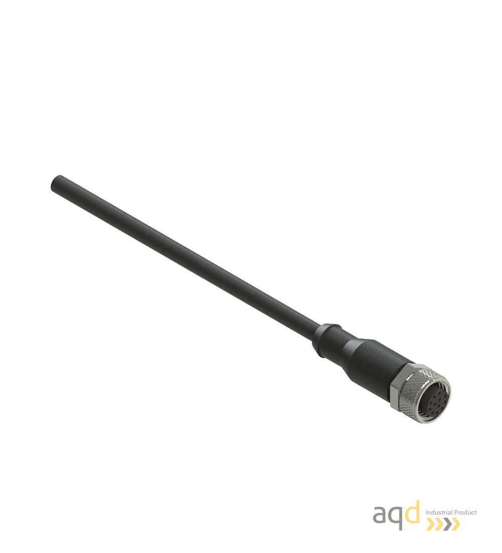 Conector hembra con cable, recto, 12 polos, 5 m - Interruptores de seguridad