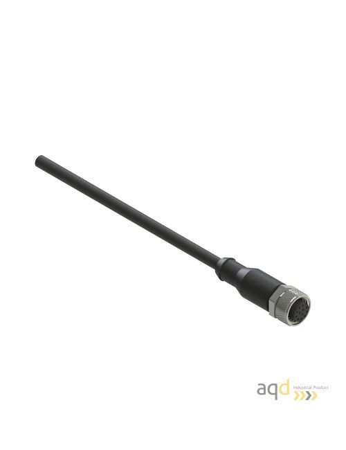 Conector hembra con cable, recto, 12 polos, 10 m