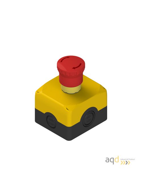 Pulsador de emergencia con desenclavamiento por giro