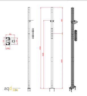 Soporte regulable en altura (hasta 3M) para sensor de radar - Radar Inxpect de seguridad industrial
