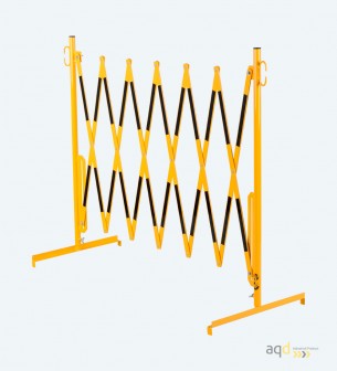 Barrera extensible con pie de 3,6 m, color amarillo-negro - Barrera extensible con pie,