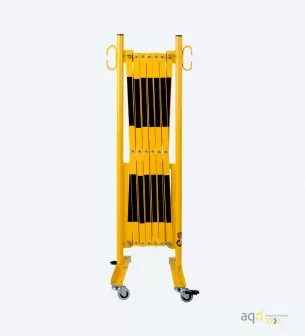 Barrera extensible con ruedas de 3,6 m, color amarillo-negro - Barrera extensible con ruedas,