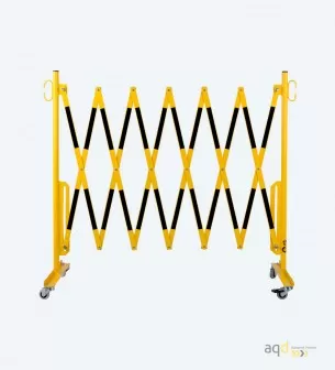 Barrera extensible con ruedas de 3,6 m, color amarillo-negro - Barrera extensible con ruedas,